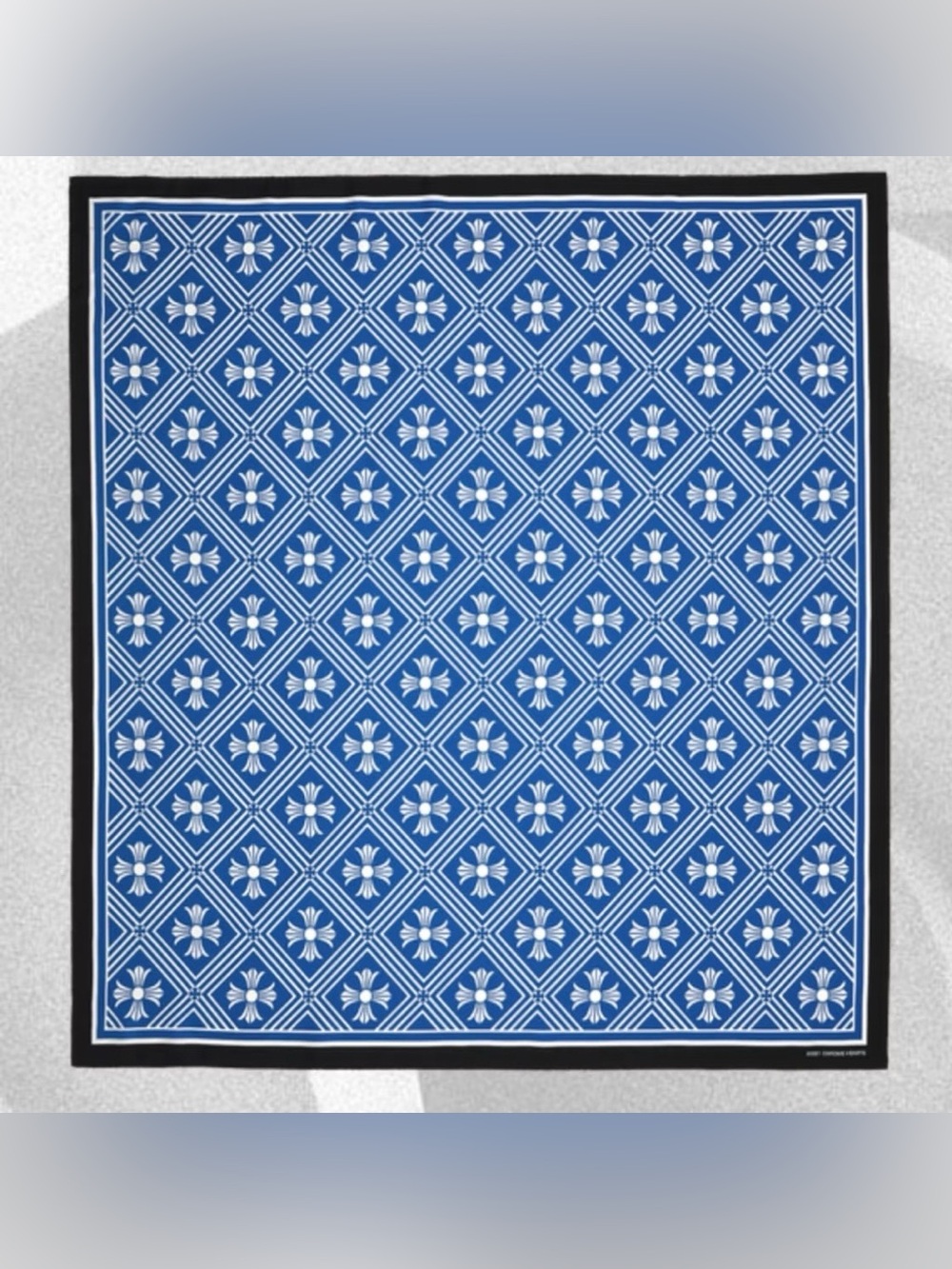 Chrome Hearts  "Math plus" 100% silk scarf blue color